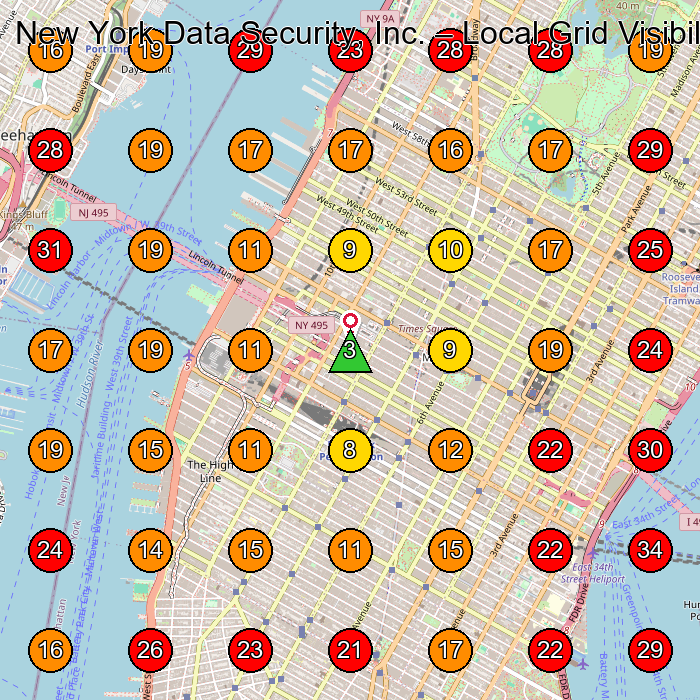 New York Data Security, Inc. GeoGrid visibility map for Computer Consultant in New York